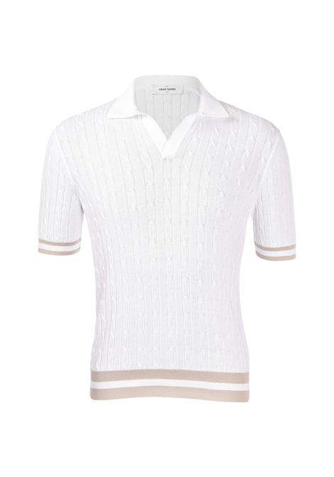 Polo Gran sasso Skipper uomo 5719120679 Bianca fresh cotton trecce coste dettagli Gran sasso | Polo | 5719120679002